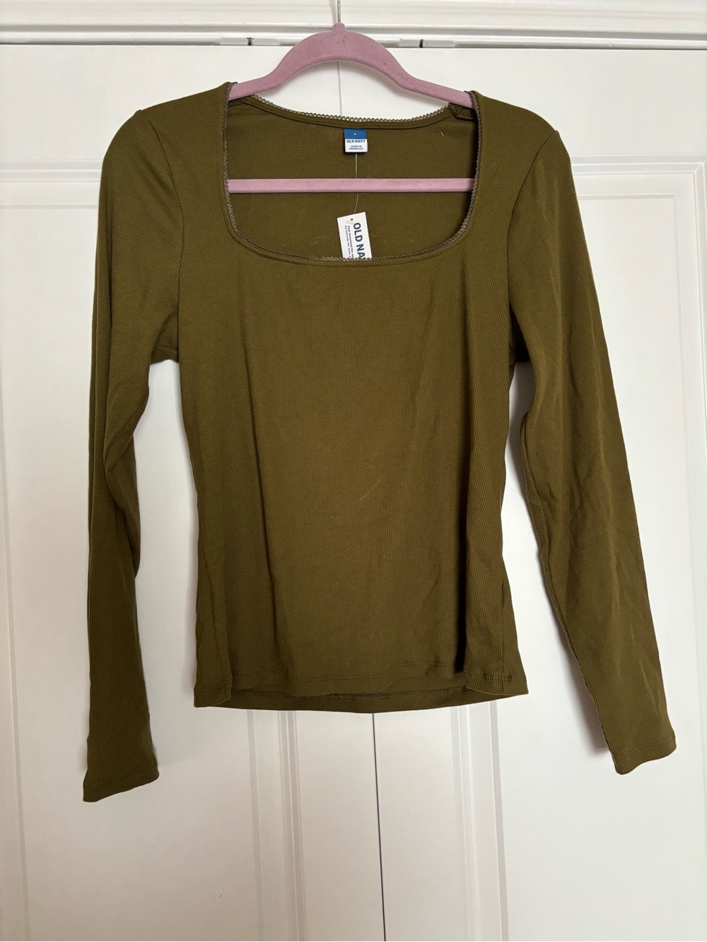 Old Navy Olive Square Neck Long Sleeve Top